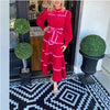Lace Stitching Red High Collar Long Sleeve Loose Temperament Dress