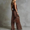 Leopard Print Sheer Wide-Leg Pants & Sleeveless Tank Top Set by FitiqueFit