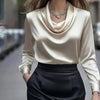 Elegant Satin Blouse - Women's Versatile Long Sleeve Shirt by FitiqueFit