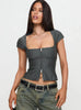 Women's Retro Square-neck Short-sleeve Top With Double Zippers by My Store