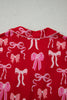 Red Sweet Bow Print Ruffled Short Sleeve Shirt Shorts 2pcs Pajama Set by Wild and Free Boutique
