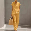 Cardigan & Short Sleeve Top + Pants Three-Piece Set – Solid Color Casual Lounge by FitiqueFit