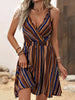 Women’s Deep V-Neck Striped Slip Dress by FitiqueFit