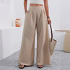 Women's High-Waist Wide-Leg Trousers with Pockets – Full Length by FitiqueFit