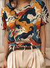 Women's Retro Short-Sleeve Jacquard Knit Top by FitiqueFit