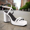 Square-Toe Buckle Strap High Heels – Elegant Thin-Strap Summer Block Heels by FitiqueFit