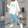 Casual 2-Piece Set Solid Color Leggings & Letter Print Hooded Sweatshirt by FitiqueFit