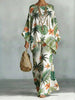 Floral Print Bamboo Linen Two-Piece Set | Wide-Leg Pants by FitiqueFit