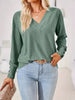 Plus Size V-Neck Textured Long Sleeve T-Shirt by Simply Love