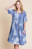 Tie-Dye V-Neck Half Sleeve Dress – Casual, Fluttering, Stylish and Trendy Tie-Dye Dress with Flattering V-Neck and Comfortable Half Sleeves by Stevvex