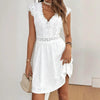 Women’s V‑Neck Short‑Sleeve Dress with Lace Trim by FitiqueFit