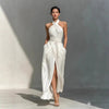 Sleeveless Elegant Slim-Fit Pure White Dress by FitiqueFit
