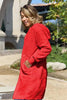 Red Double Take Full Size Hooded Teddy Bear Jacket with Thumbholes Ultra-Cozy & Stylish Comfortable Outerwear by Stevvex