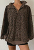 Brown Leopard Print Quarter Zip Corduroy Sweatshirt by Wild and Free Boutique