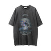 Printed Washed Distressed T-Shirt by FitiqueFit
