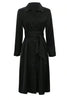 Elegant Black Collared Neck Long Sleeve Midi Shirt Dress Tied and Buttoned Women’s Dress by Stevvex