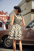 Cats & Plants Collared Dress - Plus Sizes only by Retrolicious