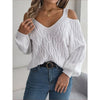 Fried-Dough Twist Off-Shoulder Lantern Sleeve Sweater by FitiqueFit