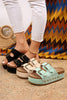 Beige Suede Buckle Decor Corky Platform Sandals