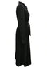 Elegant Black Collared Neck Long Sleeve Midi Shirt Dress Tied and Buttoned Women’s Dress by Stevvex