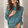 Women's Long-Sleeve Hollow Lace Splicing Top by FitiqueFit