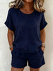Solid-Color T-Shirt & Shorts Set – Cotton Linen, 10 Colors by FitiqueFit