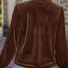 Women's Solid Color V-Neck Button Detail Long Sleeve Pullover by FitiqueFit