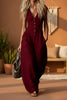 Women's Linen-Look V-Neck Jumpsuit – Textured, Sleeveless, Commuter Style by FitiqueFit