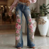 Womens Retro Printed Faux Denim Jeans by My Store