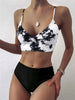 Coastal Flair V-Neck Bikini Set – Eye-Catching Random Print Two-Piece Chic Swimsuit with Spaghetti Straps High Cut Shorts and Ultra-Stretch Comfort – Women’s Summer Swimwear for Beach Days & Casual Poolside Vibes by Stevvex