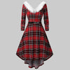 Christmas Women’s Fur Patchwork V-Neck Long-Sleeved Dress by FitiqueFit