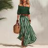 Women's Off-Shoulder Top & Slit Maxi Skirt Set by FitiqueFit