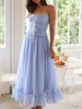 Vintage Ruffled Hem Midi Dress With Tied And Ruched Detail Elegant Feminine Girls Dress by Stevvex