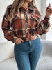 Classic Plaid Button Up Long Sleeve Jacket Women Cozy Trendy Everyday Wear Simple Jacket by Stevvex