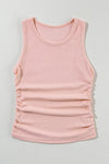 Black Plain Ruched Side Slim Tank Top
