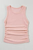 Black Plain Ruched Side Slim Tank Top