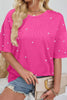 Pearl Detail Round Neck Half Sleeve T-Shirt by Simply Love