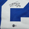 Framed Autographed/Signed Tyrone Tracy Jr. 35x39 New York Blue Football Jersey Beckett BAS COA
