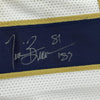 Framed Autographed/Signed Tim Brown 35x39 Notre Dame White College Football Jersey JSA COA