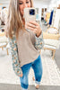 Parchment Twist Ribbed Floral Contrast Patchwork Long Sleeve Top by Wild and Free Boutique