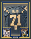 Framed Autographed/Signed Fred Dean HOF 08  35x39 San Diego Chargers Powder Blue Football Jersey JSA COA