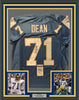Framed Autographed/Signed Fred Dean HOF 08  35x39 San Diego Chargers Powder Blue Football Jersey JSA COA