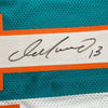 Framed Autographed/Signed Dan Marino 35x39 Miami Split Teal/White Football Jersey JSA COA
