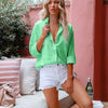 Simple Button Front Shirt, Elegant Long Sleeve Shirt Tops by FitiqueFit