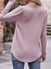 Pleated Square Neck Long Sleeve T-Shirt by Simply Love