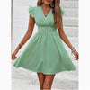 Women's Mini Dress V Neck Flutter Sleeve Striped Summer Dress by FitiqueFit