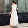 Korean Style Banquet Evening Dress White Lace