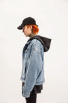 High quality heavy two-sided wash water to do old lining batik INS couple models BF wind warm denim jacket