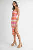 Multi Color Striped Front Cutout Knit Midi Dress For Summer – Vibrant Striped Knit Dress, Modern Cutout Midi Dress, Trendy Colorblock Dress, Chic Summer Event Dress by Stevvex