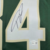 Framed Autographed/Signed Giannis Antetokounmpo 35x39 Milwaukee Green Custom Basketball Jersey Fanatics COA